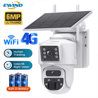 EWIND 6MP 4K Solar Wirelesss IP Camera with Battery Outdoor HD 3MP Dual Lens WiFi IP Camara Solar Panel CCTV Security Factroy