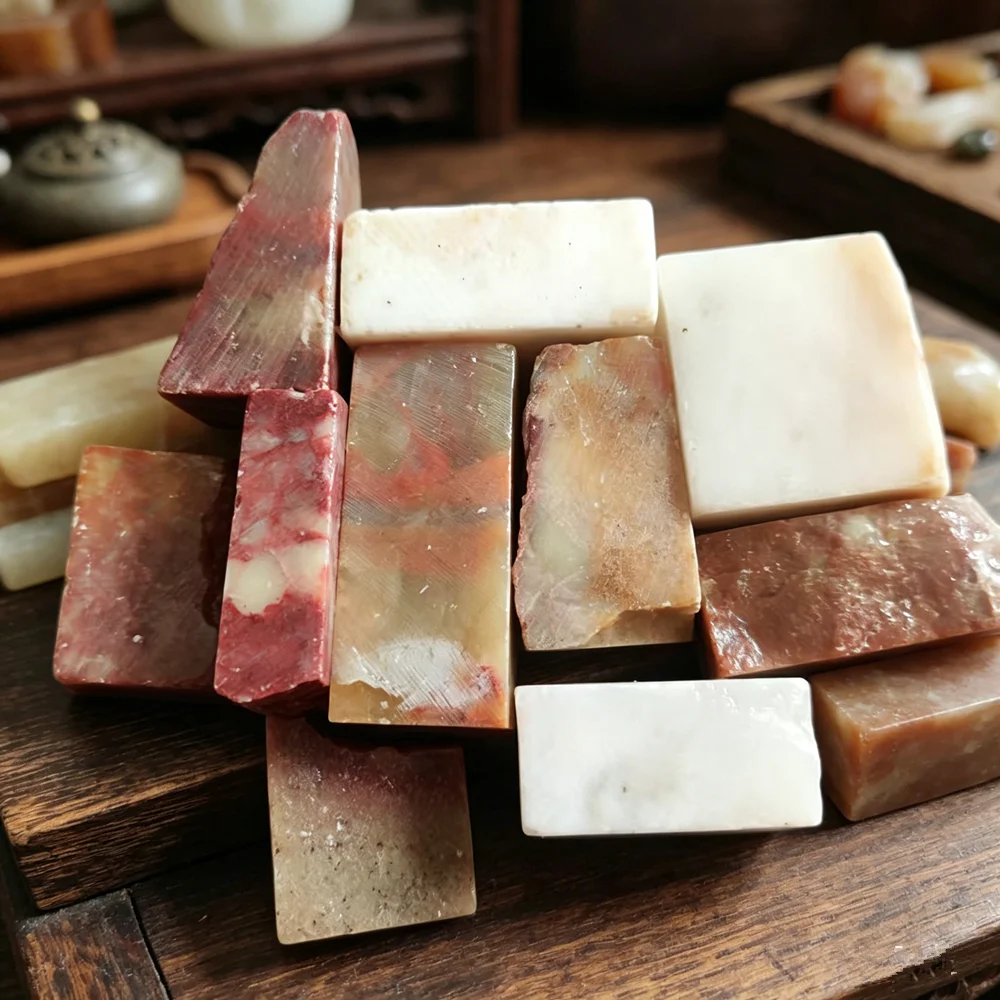 Natural Chinese Stamp Seal Stones 1-3pcs Irregular Shoushan Dandong Mineral Specimens for Home Decoration