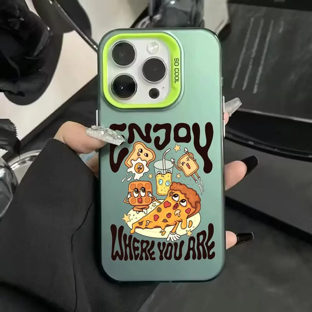 

Pizza food pattern phone case is suitable for iPhone16 15 14 13 12 11 Pro Max shockproof and anti-fingerprint protective case