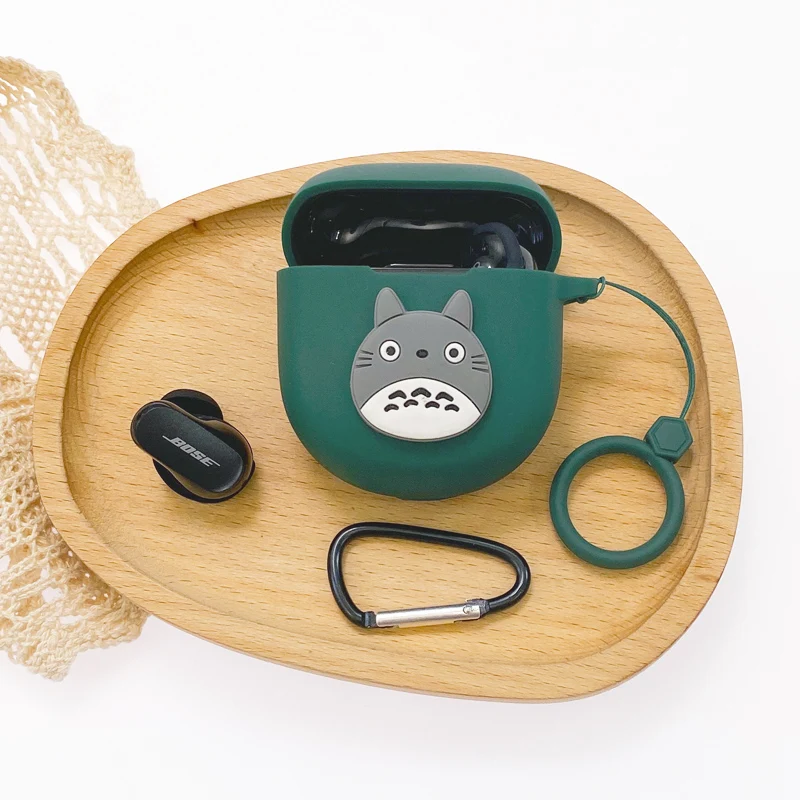 Funda de silicona con dibujos animados para auriculares Boses, funda protectora anticaída para auriculares con mosquetón