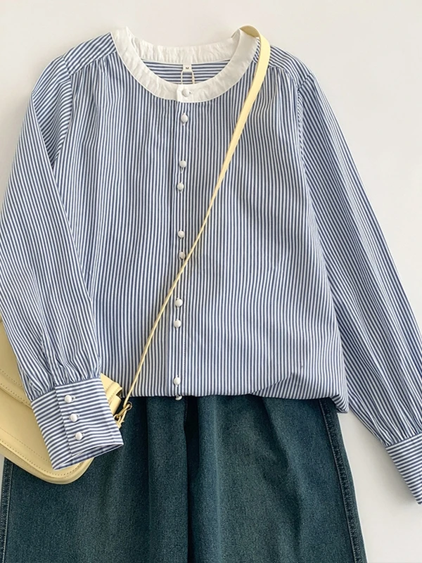 

Повседневный полосатый ирт, большой размер, женский модный универсальный длинный све, круглый весенний открытый кардиган на одной пуговице