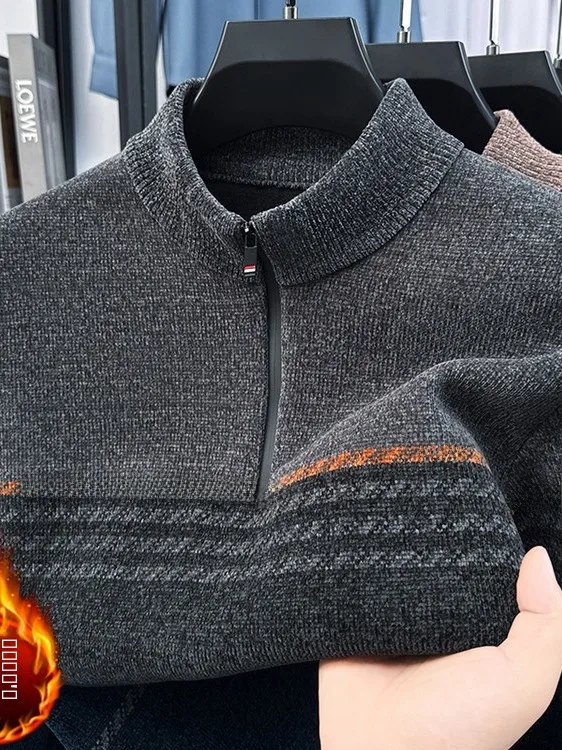 

Men's Fce Lined Thiened Winter Warm Inteated Velvet Sweater f High Zipper Woolen irt Comfortable Soft Polyester F...