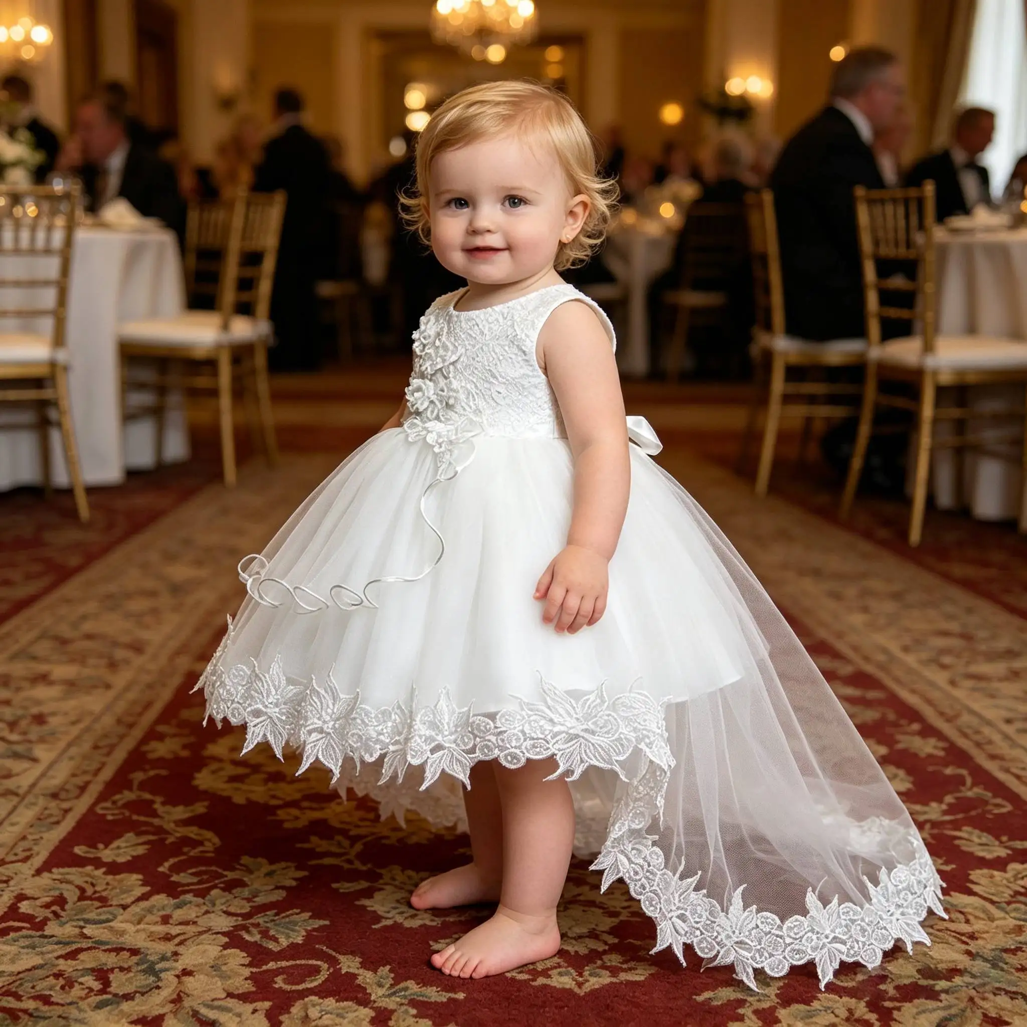 Baby Dresses Lace Long Tailing dress Girls First Baptism Elegant Embroidery Wedding Party Bridesmaid Gown Kids Clothes 3 6 month