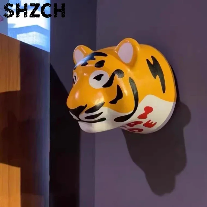 Realistic Tiger Head Wall Decor,Resin 3D Hanging Sculpture,Faux Animal Art for Home,Decorative Accent Housewarming Birthday Gift