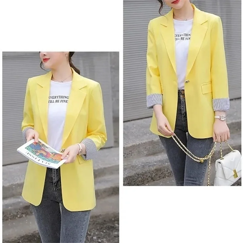 Spring Autumn Ladies Blazer New Fashion Slim Women Blazer Jacket White Green Pink Suit Overcoat Female Tops Coats Outerwear 4XL