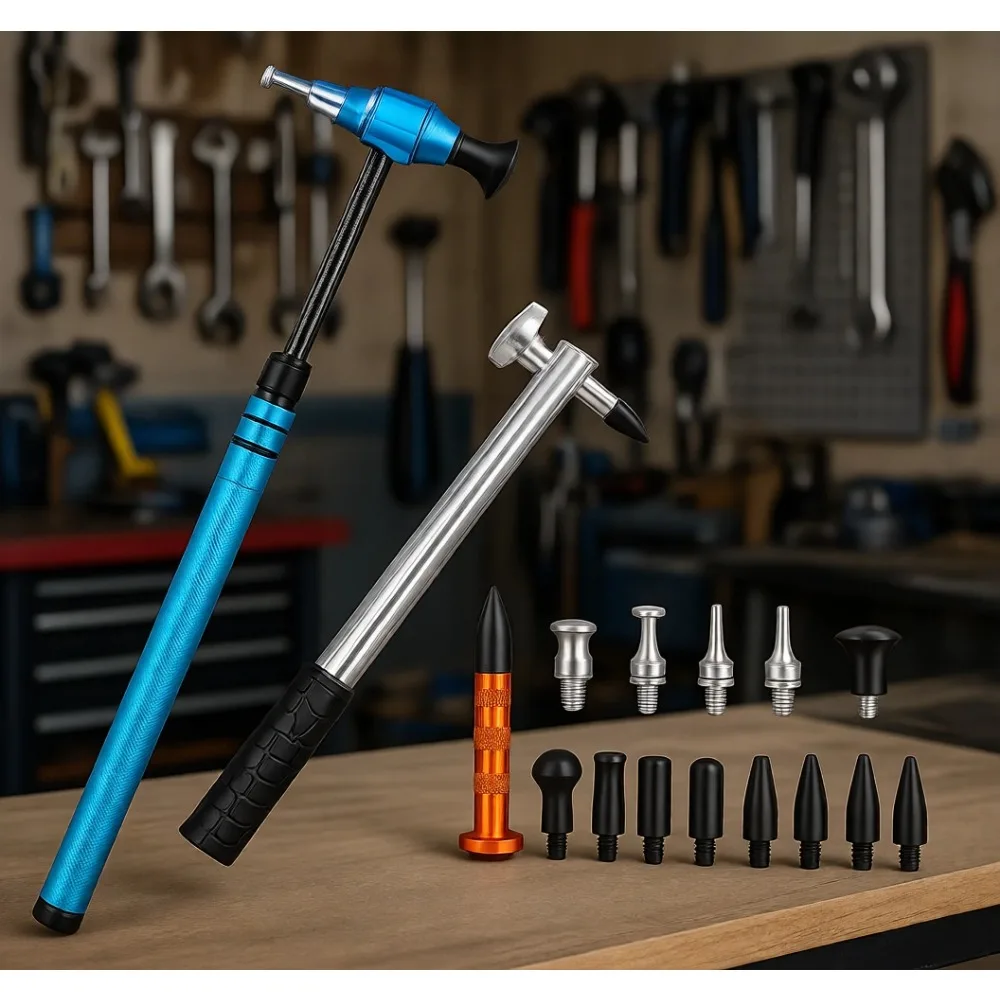 

Набор для беспокрасочного удаления вмятин из 16 предметов: алюминиевый обратный молоток и насадки для ремонта вмятин от града на автомобилях