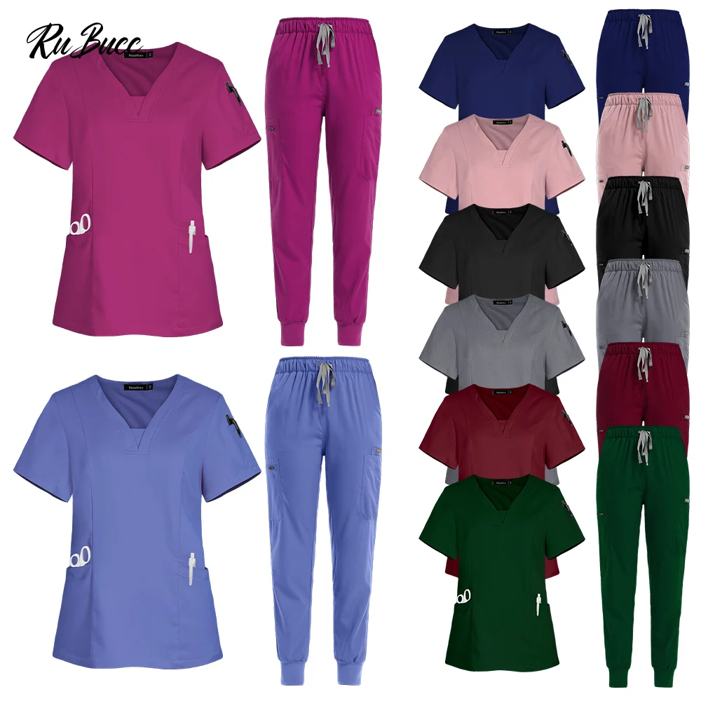 

Doctor Medical Uniforms Women Nursing Clothes Unisex Beauty Salon Uniforms Nurse Scrubs Set Dentist Workwear Clinical Tops Pants