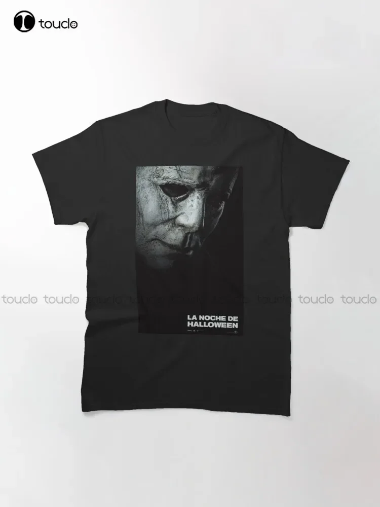 ليلة الهالوين مايكل مايرز، رعب، فيلم مخيف كلاسيكي تي شيرت الهالوين قمصان جولف المرأة مضحك الفن الشارع الشهير الكرتون المحملة