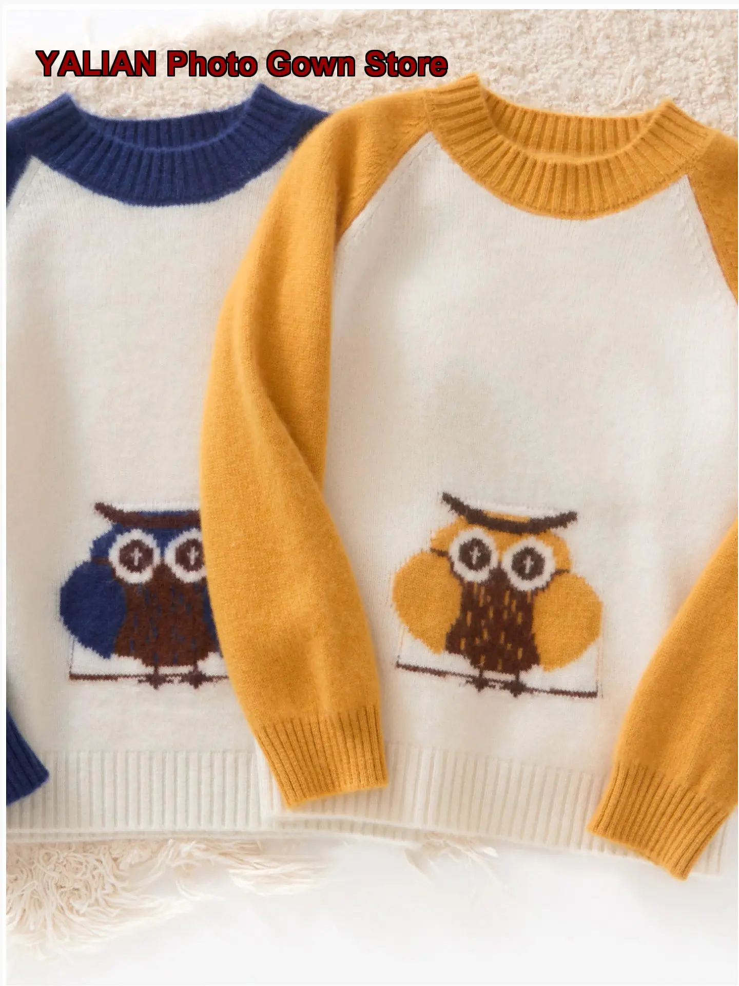Girls Pullover Sweater Kids Autumn Winter Round Neck Knit Top Pure Cashmere Solid Color Thickened Warm Soft