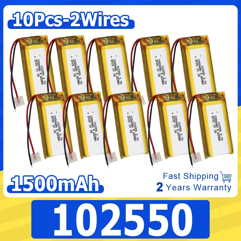 10pcs 3.7v 1500mah 5.55Wh Replacement Li Lithium Battery 102