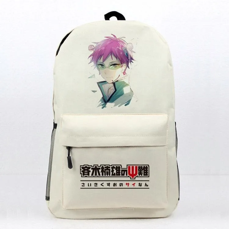 45x32x12, Schwarz Weiß, Das katastrophale Leben von Saiki K, Saiki Kusuo No Psi Sai Nan, Kinderschultaschen, Anime-Rucksäcke Mädchen Jungen