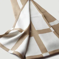 Cross Striped Double Sided Jacquard Wool Blanket Cashmere Blanket Casual Autumn and Winter