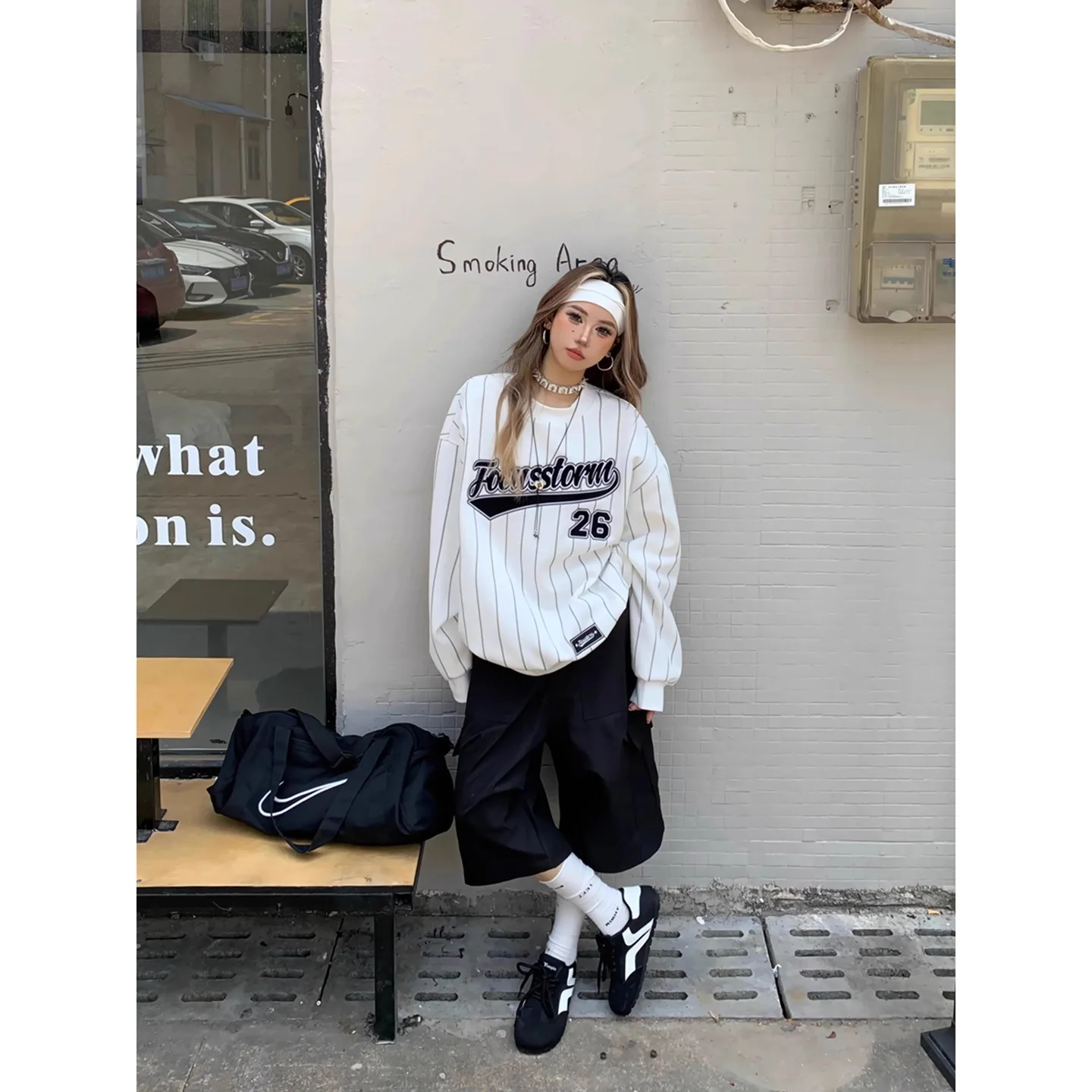 فضفاض النمط الأمريكي الرياضي الوردي إلكتروني التطريز المشارب جولة الرقبة المرأة طبقة الهواء النسيج البلوز عارضة الترفيه بولي... #3