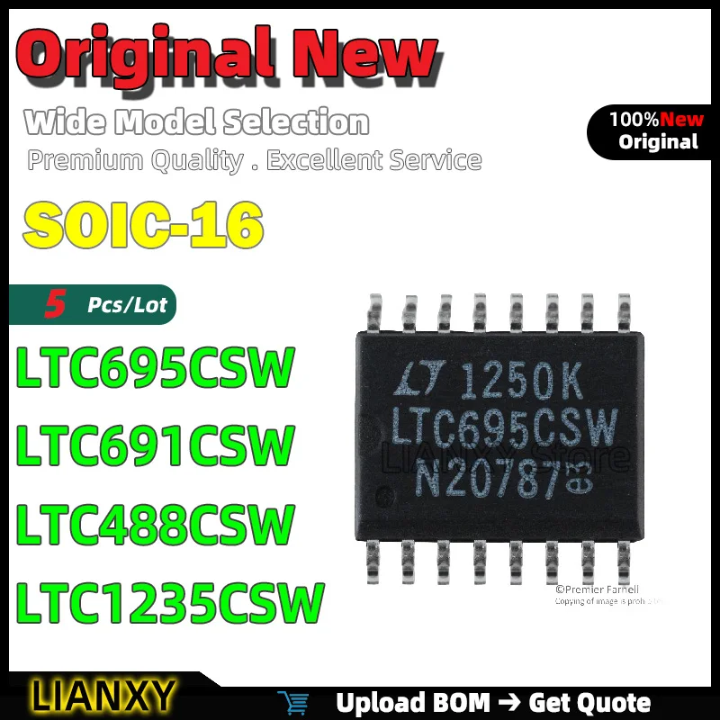 

SOIC-16 LTC695CSW LTC691CSW LTC488CSW LTC1235CSW RS485 приемник новый оригинальный