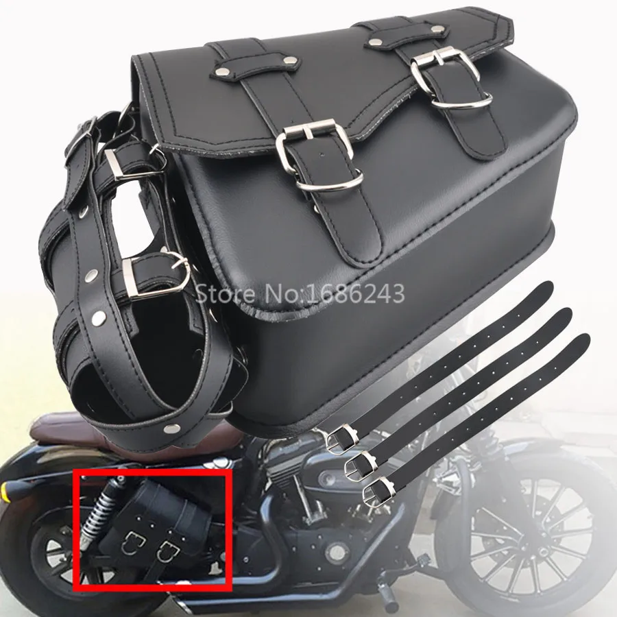 Motorcycle Saddlebag Tool Bag Leather Saddlebags Side Pack Durable Waterproof For Harley Sportsters Softail Chopper Cafe Racer