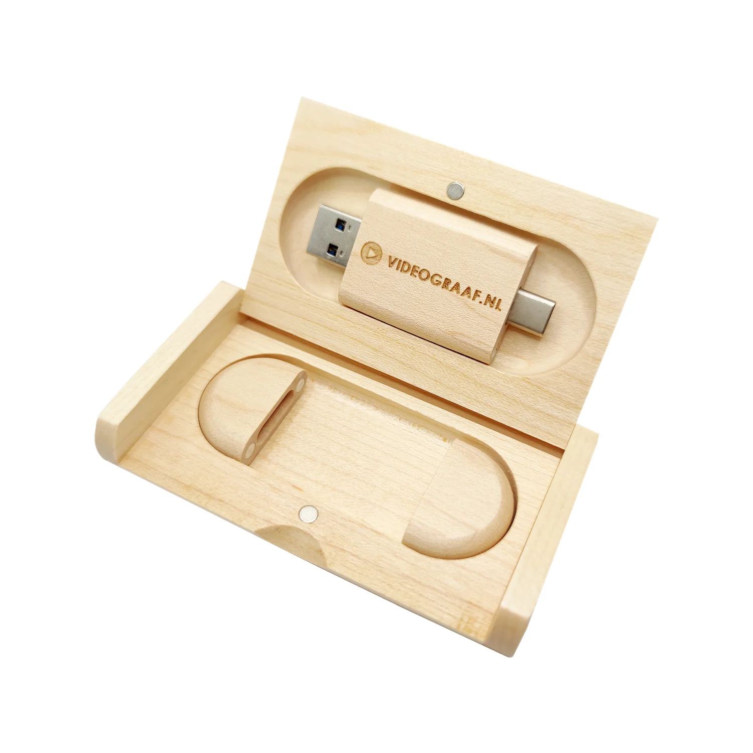 ฟรีที่กําหนดเองเลเซอร์แกะสลักโลโก้ Maple Oval USB2.0 และ TYPE-C แฟลชไดรฟ์ไม้พลิกของขวัญกล่อง 4GB 8GB 16GB 32GB 64GB 128GB