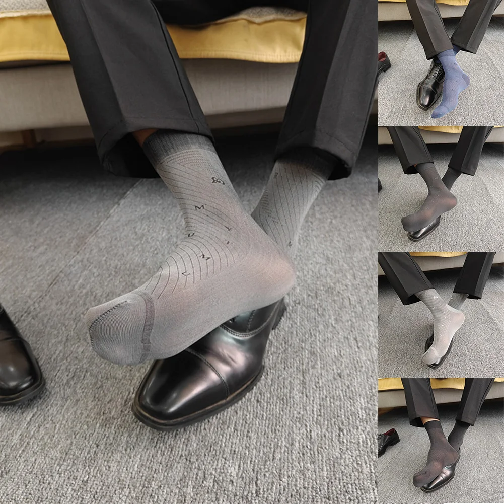 فستان الأعمال الجوارب للرجال شير رقيقة جدا أنبوب نمط الجوارب مع حك طباعة شفافة تكوين EUR 36 46 US 4 5 12
