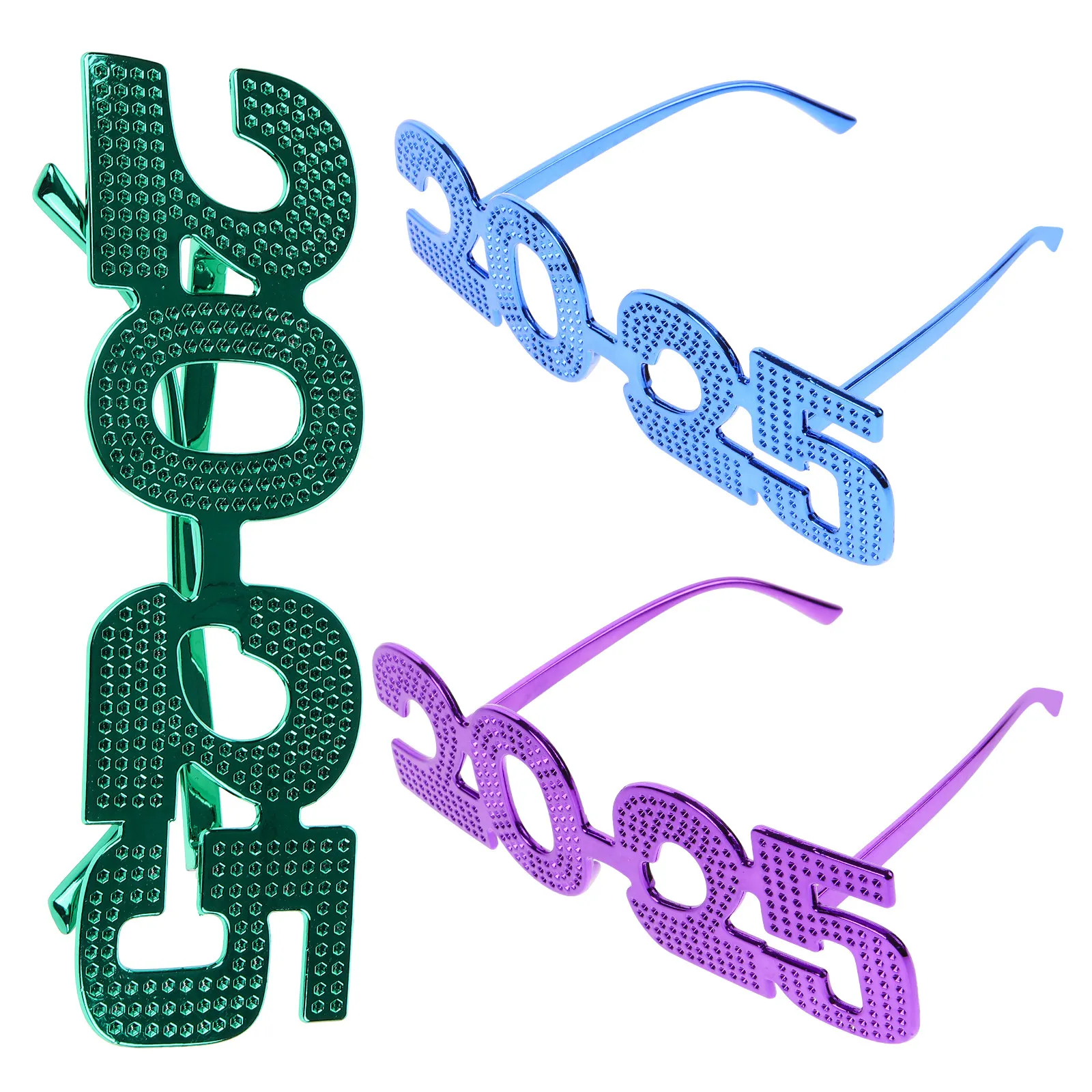 

3Pcs Novelty Number-Shaped Decorative Eyeglasses Plastic Party Props for New Year 2025 Photo Booth Festival Celebrations and