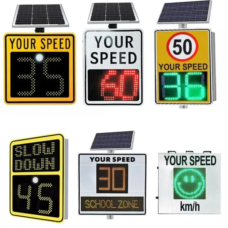 

HotTraffic Flashing Warning Solar Speed Indicator Radar Detector Speed Meter Sensor Detector Limit Display Sign Speed Radar