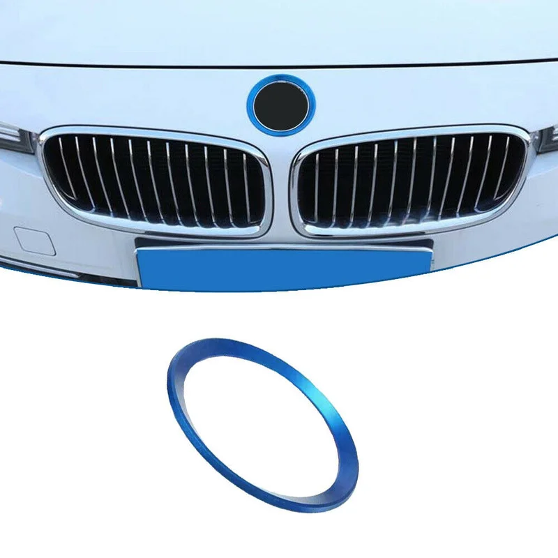 Para bmw 82 / 74mm emblema capô do carro frente logotipo traseiro anel capô tronco círculo emblema anel circundante azul/vermelho decoração