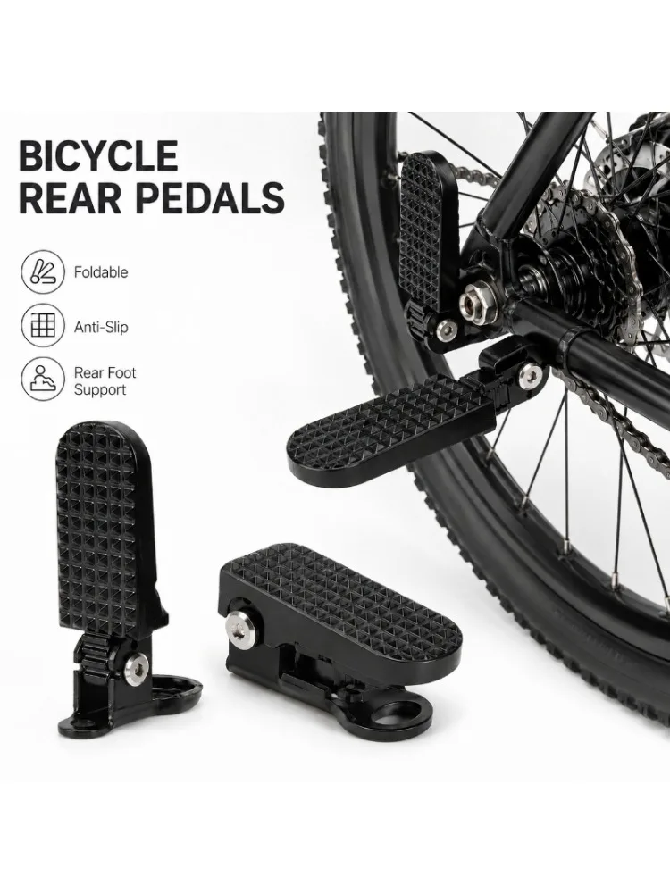 AliExpress NONE Premium Non-Slip Foldable Bicycle Rear Pedals, High Load Capacity Aluminum Alloy Footrests for E-bike Passenger (Universal Fit)