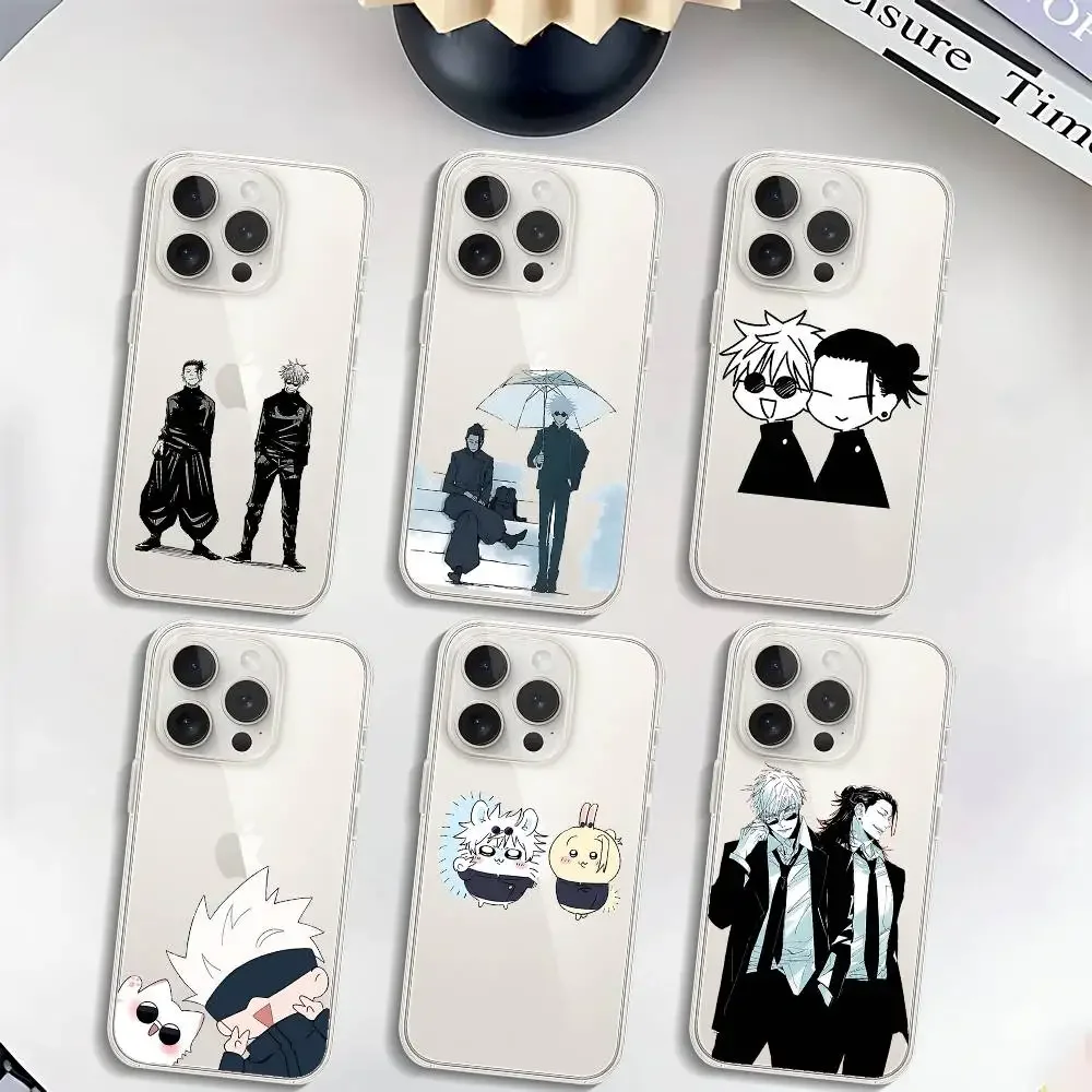 S-Satoru Gojo S-Suguru Geto جراب هاتف حافظة شفافة ناعمة لهاتف آيفون 17 16 15 14 13 12 11 Pro Max Mini Plus غطاء مقاوم للصدمات