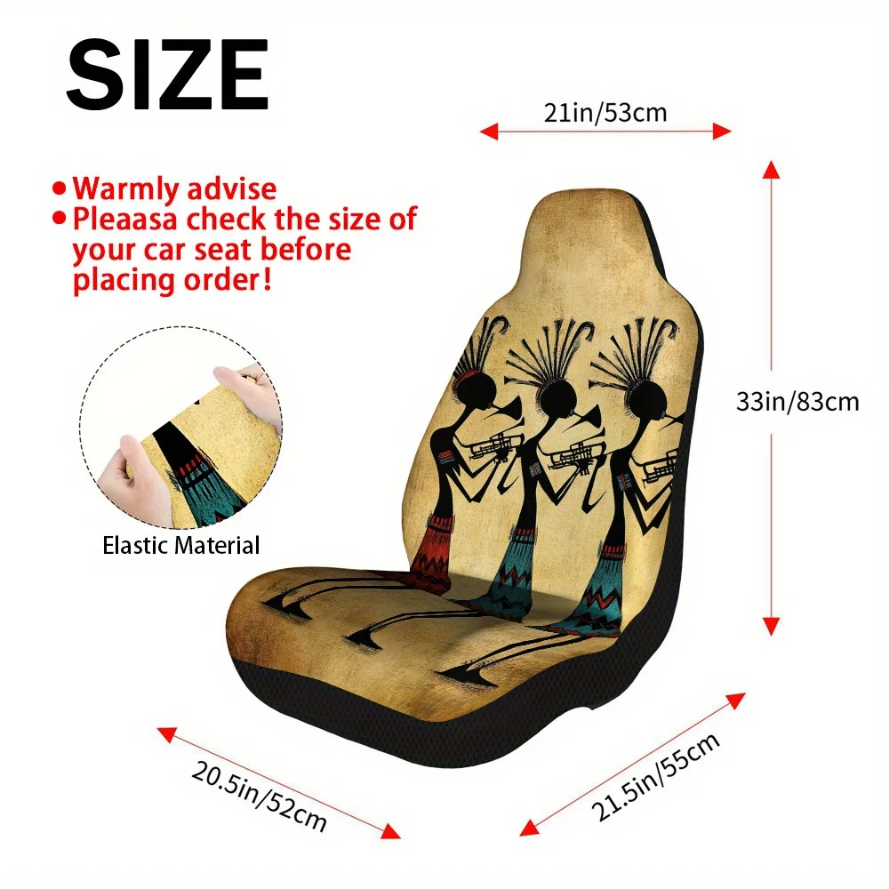 2pcs African Tribal Musicians Print Car Seat Covers – Fit For Most Cars, Trucks, Vans, And SUVs | Durable Front Seat Protectors