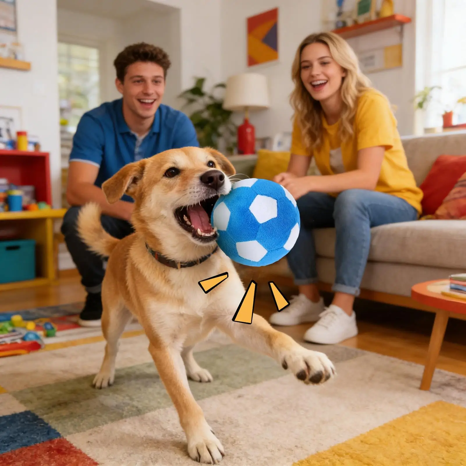 Dog Soccer Ball Toy Soft Chewing Game Plush Soft Squeaky Balls for Dogs for Indoor Outdoor Play Teething Enrichment Puppy Large view 2