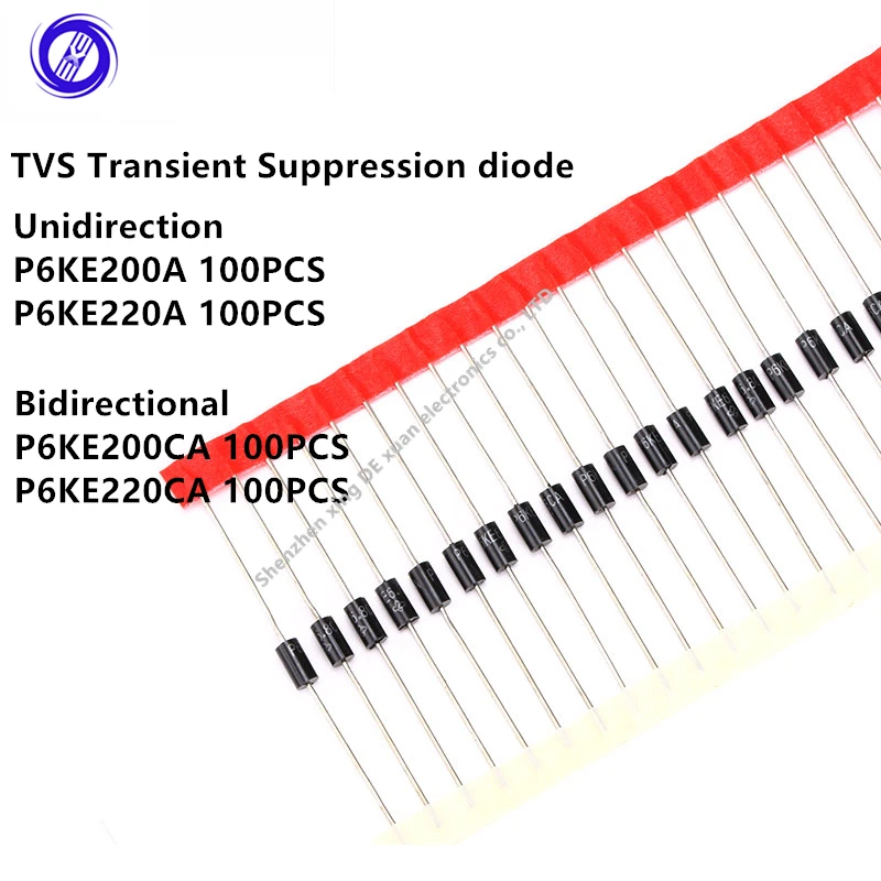 100Pcs P6KE200A P6KE200CA P6KE220A P6KE220CA TVS Transient Suppression diode Unidirectional/Bidirectional DIP DO-15