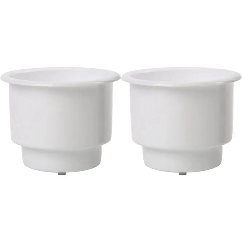 WF-6Pcs Recessed Drop In Plastic Cup Drink Can Holder With Drain For Boat Car Marine Rv Accessories (White)
