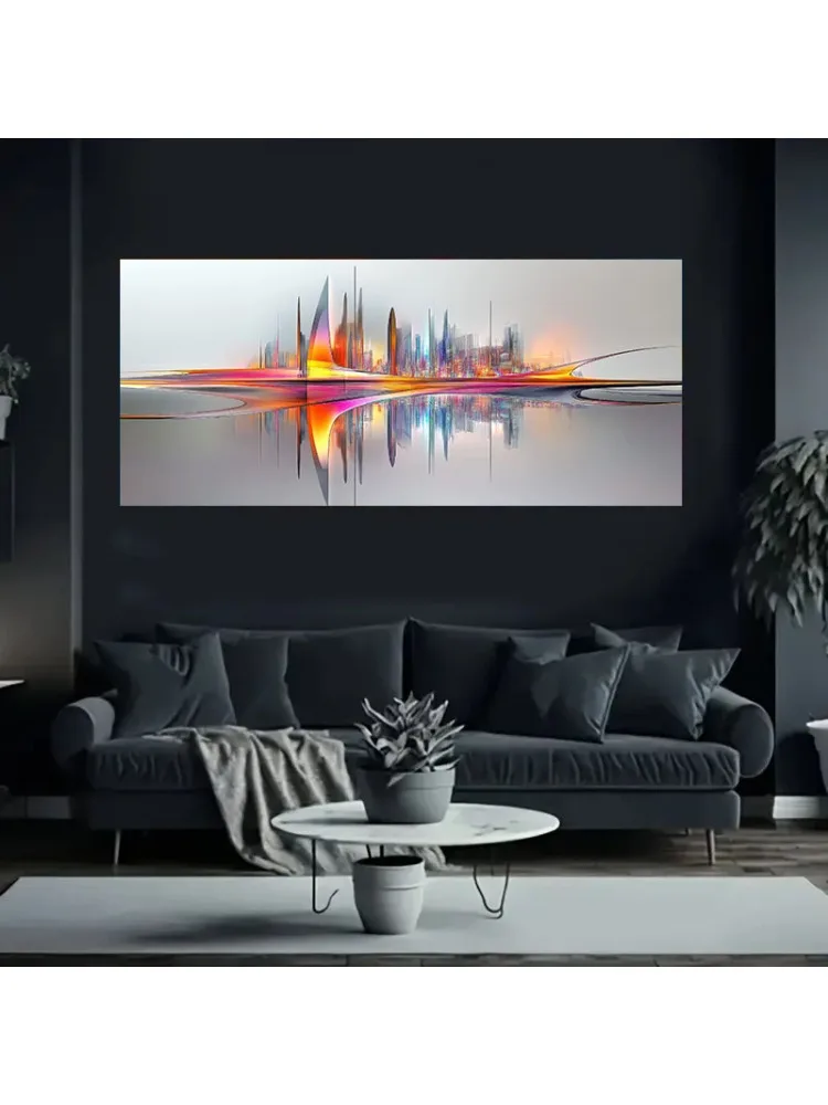 Toile d'art mural abstrait moderne sans cadre, 27.5x55.1 pouces, 1 pièce, pinceaux vibrants, Design minimaliste nordique adapté pour Li