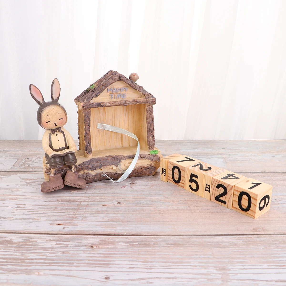 

Wooden Perpetual Calendar Retro Desk Decoration Sturdy House Shape Block Calendar Eco Friendly Office Home Adornment