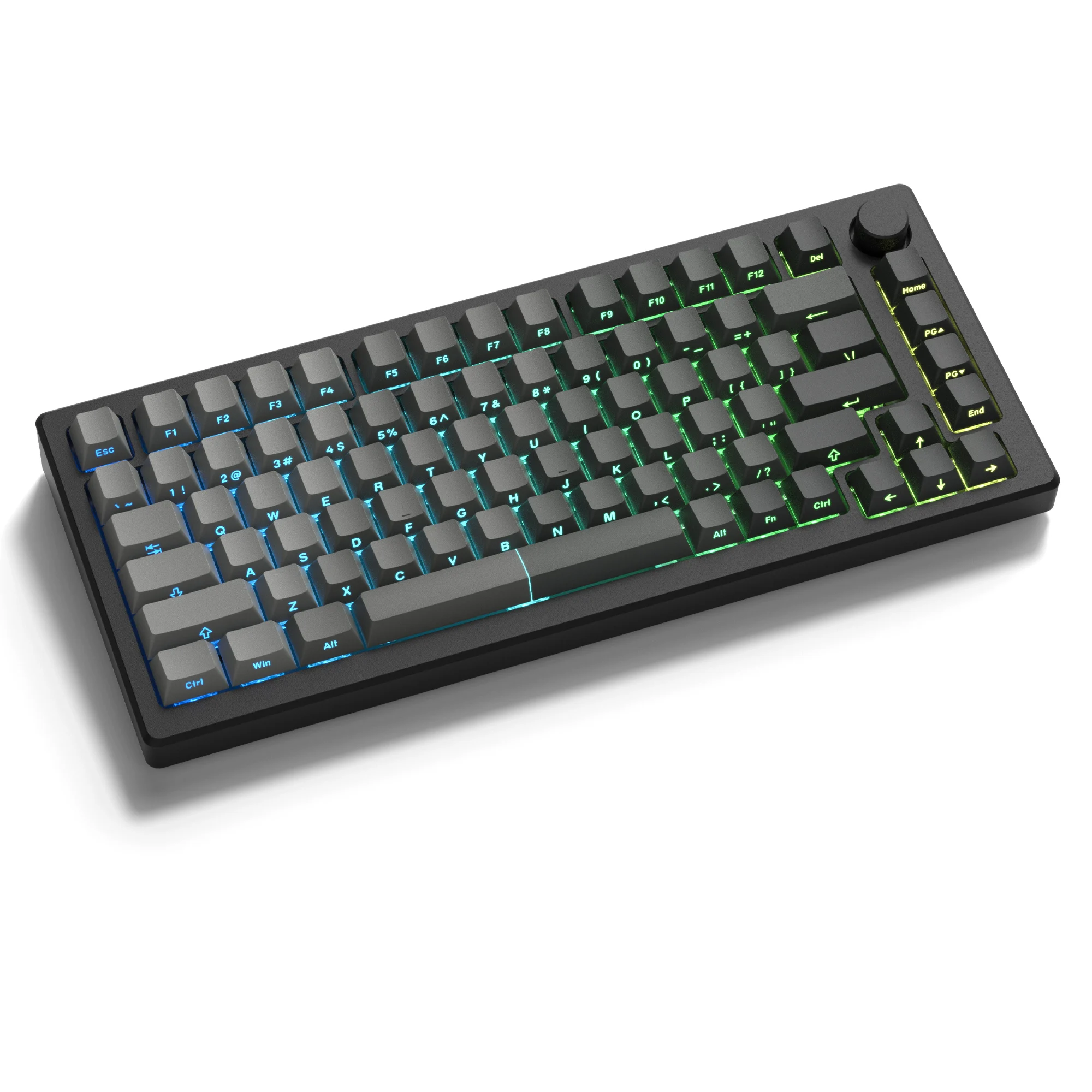 Teclas de doble disparo PBT para teclado Gateron MX, teclas de perfil Cherry, brillo impreso lateral gris degradado, 121 teclas