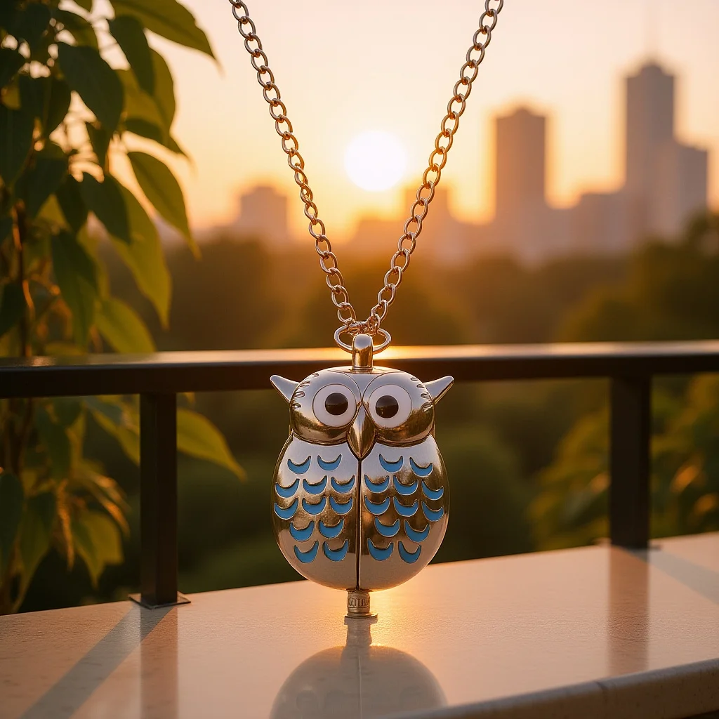 

Owl Pendant Necklace Cartoon Animal Pocket Watch For Women Men Quartz Analog Chic Gift Daily Party Accessory