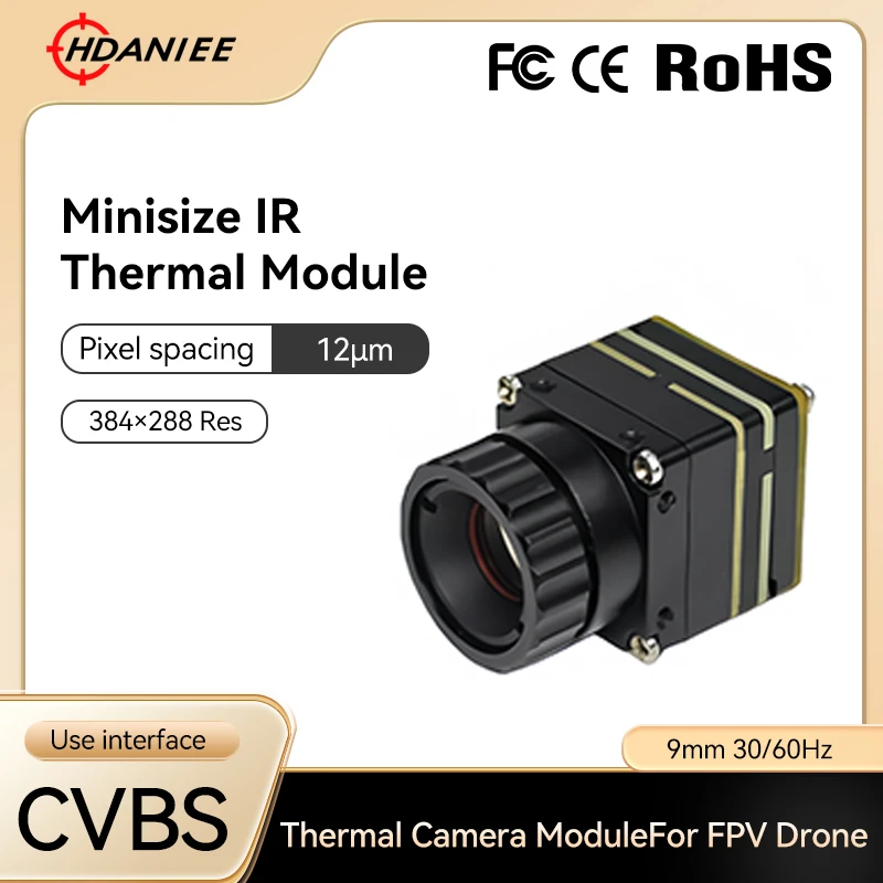 

Hdaniee 384X288 9MM Thermal Imager for FPV Drones with CVBS Interface Longwave IR 12um Micro Camera Module thermal camera FPV