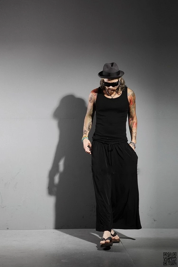 

Korean version of the new summer style loose loose-fitting comfortable tie with wide leg pants skirt casual trousers nine