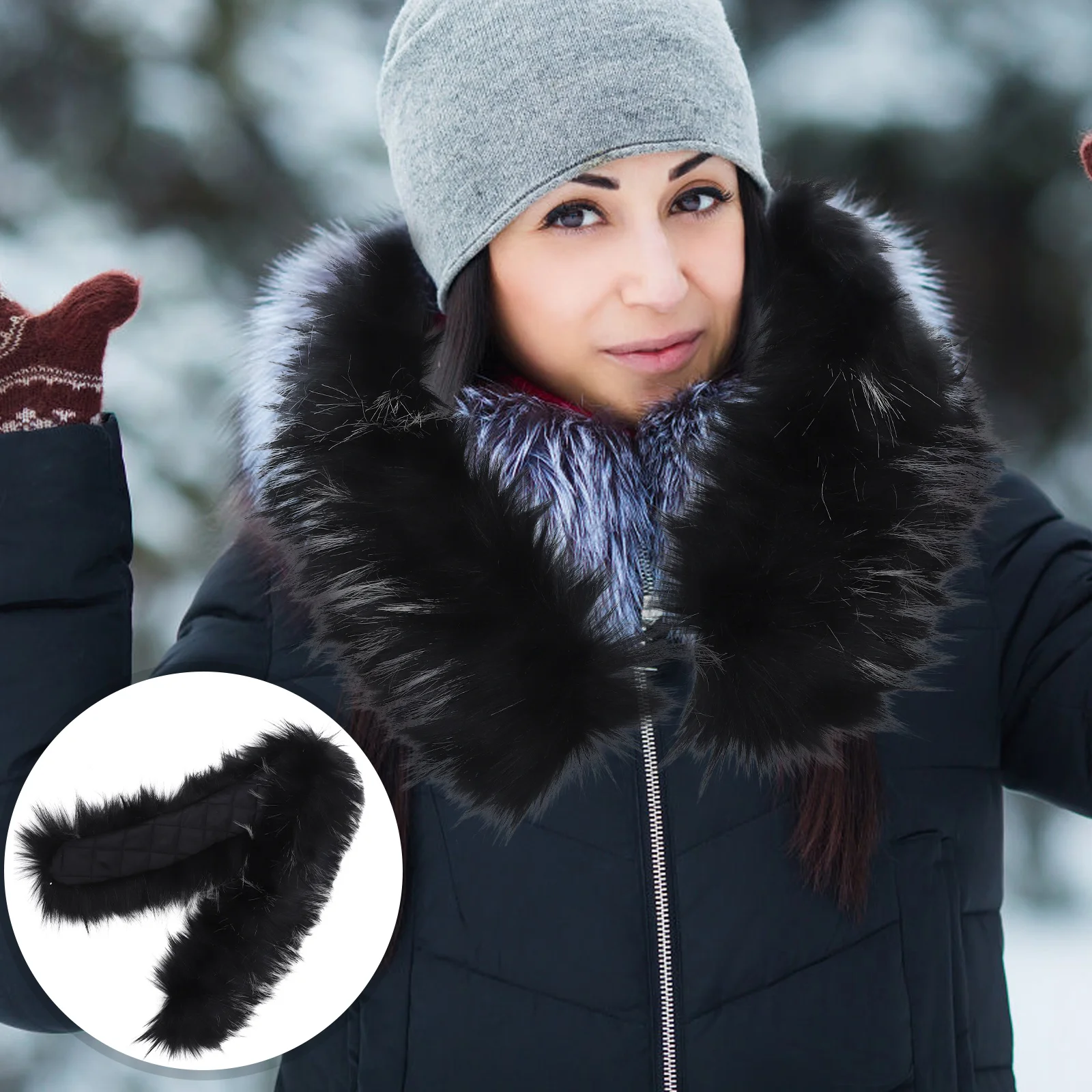 

Black White Scarf 82 Cm Warm Faux Collar Women Winter Snow Elegant Fox Scarf Protect Frost Coats Jackets