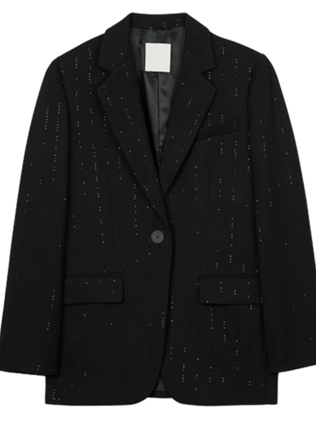 เสื้อโค้ทผู้หญิงทรงหลวม แบรนด์ Bla Sequin Suit Jaet Commute Sle รุ่นใหม่ล่าสุดสำหรับฤดูใบไม้ผลิ ดีไซน์หนังแก้ว แขนยาว