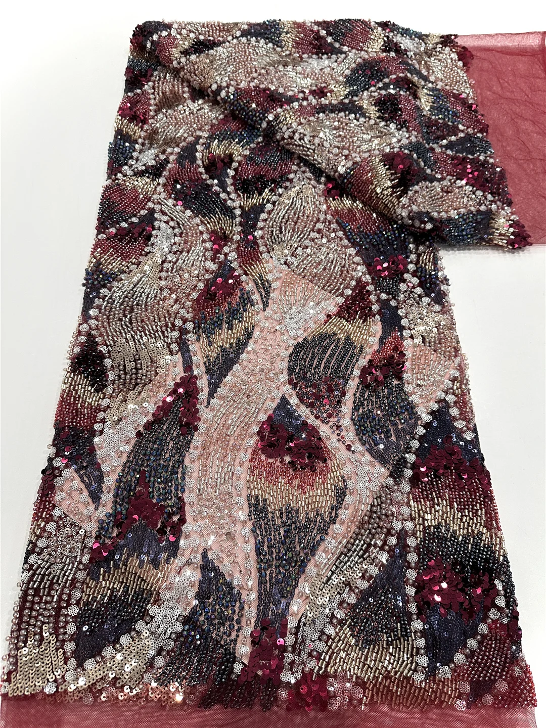 Handmade French Tulle Lace Fabric 2025 High Quality Embroidery African Beads Lace Fabric for Women Dresses - SHIT