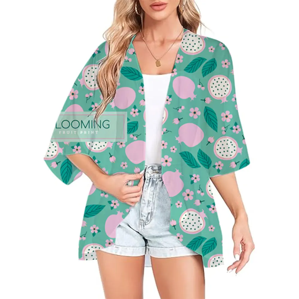 Women's Kimono Cardigan Cover Up Kimono Cardigan Shirt Hawaii Boho Chiffon Cardigan Tops Outerwear Beach Swimwear Capes Summer