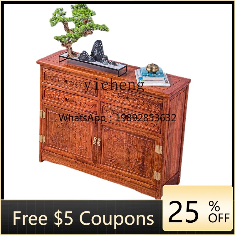 

ZZYx Rosewood Furniture Rosewood Carved Sideboard Cabinet Chinese Solid Wood Tea Cabinet Restaurant Cupboard