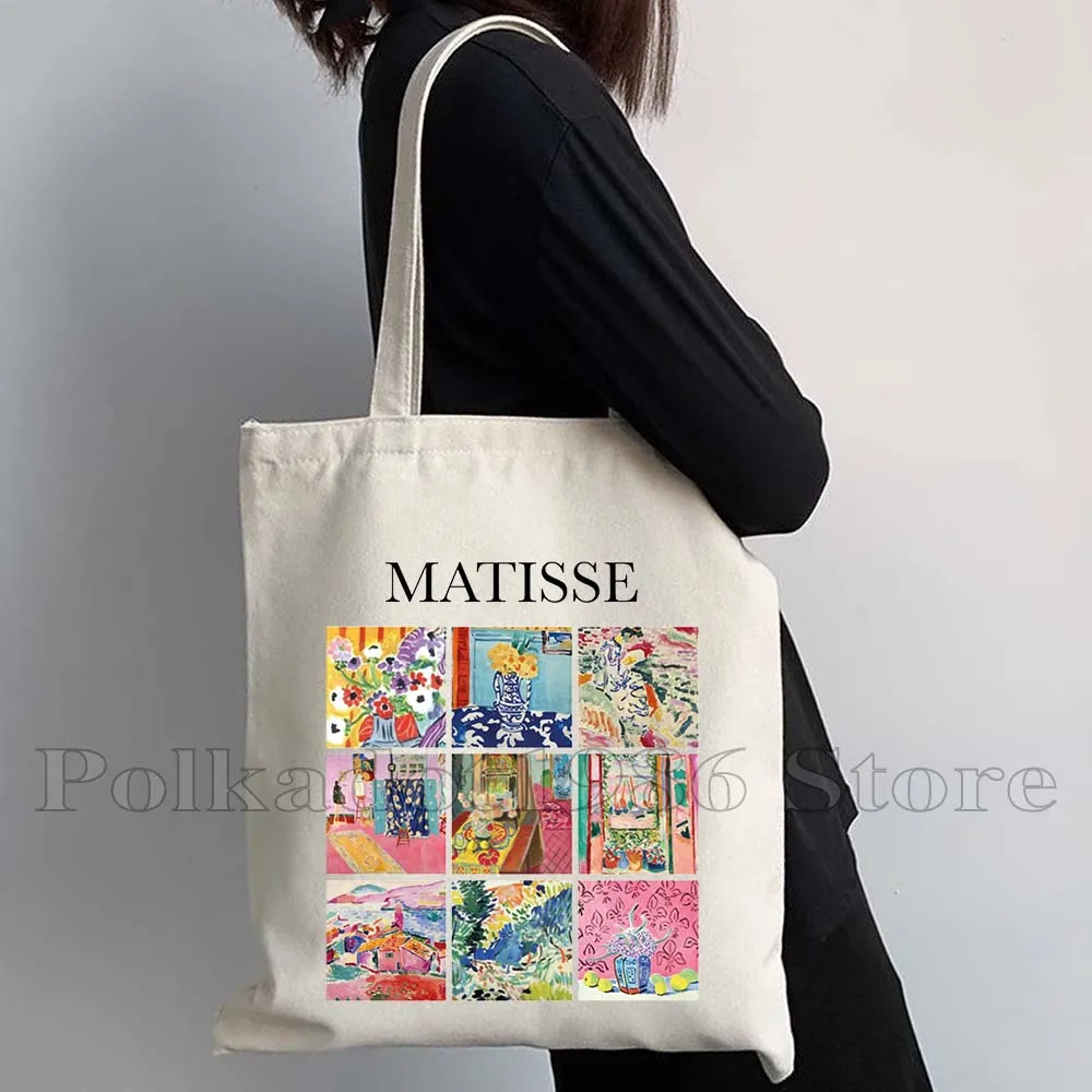 Monet Van Gogh Degas Klimt Painting Renoir Chagall Hokusai Matisse Art Collage Cute Gifts Women Canvas Tote Bag Cotton Handbags