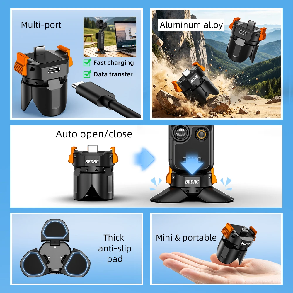 For Pocket 4Pro/4/3 Camera Desktop Stand Magnetic Bracket Charging Bracket Type-C Full-Function Port With Lossless Transmission