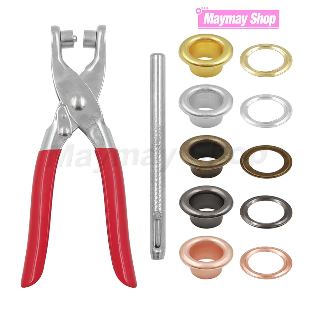 1 Set Grommet Eyelet Plier Set, Eyelet Hole Punch Pliers Kit With 100sets 4mm Metal Eyelets, Grommet Tool Kit For Leather Craft