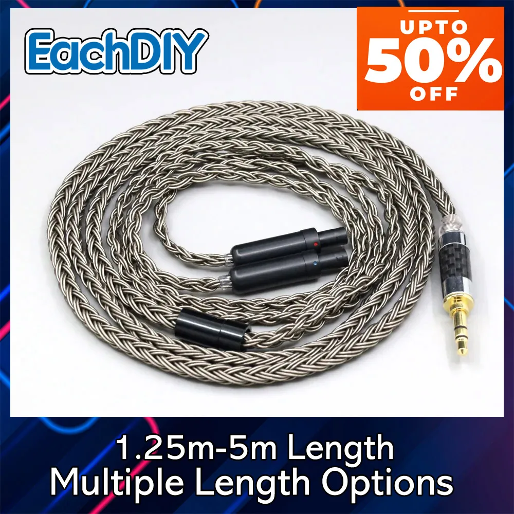 

16-жильный серебряный плетеный серый кабель для наушников Sennheiser HD800 HD800s HD820s HD820 Dharma D1000 8453