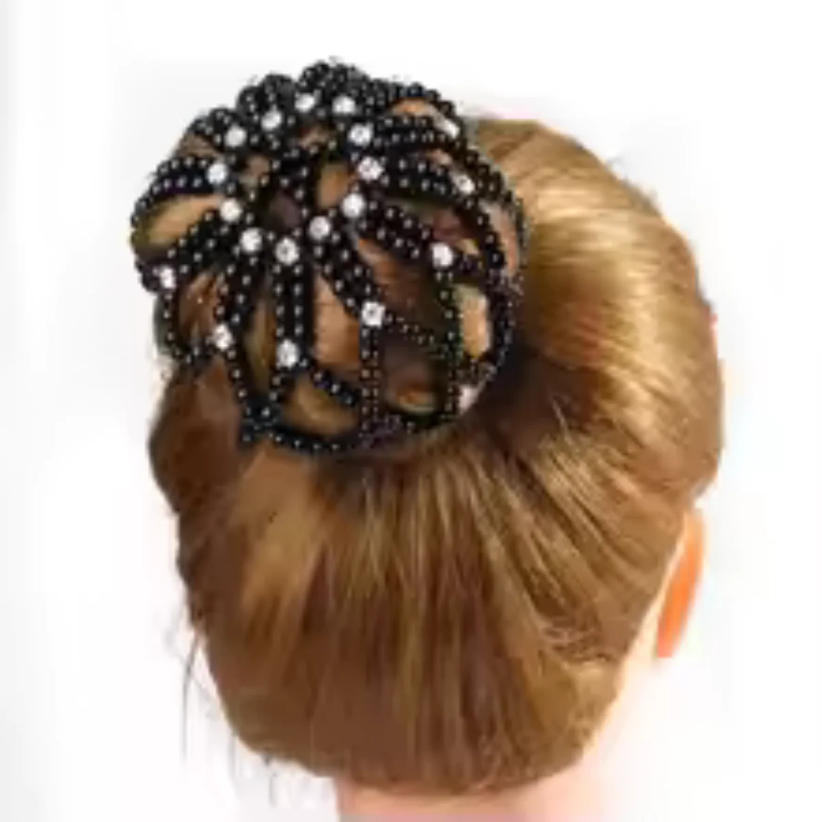 Handmade Girl Crochet Pearl Elastic Hair Nets Crystal Ballet Dancing Snood Net Hair Bun Covers Ornament For Hairband Accessories
