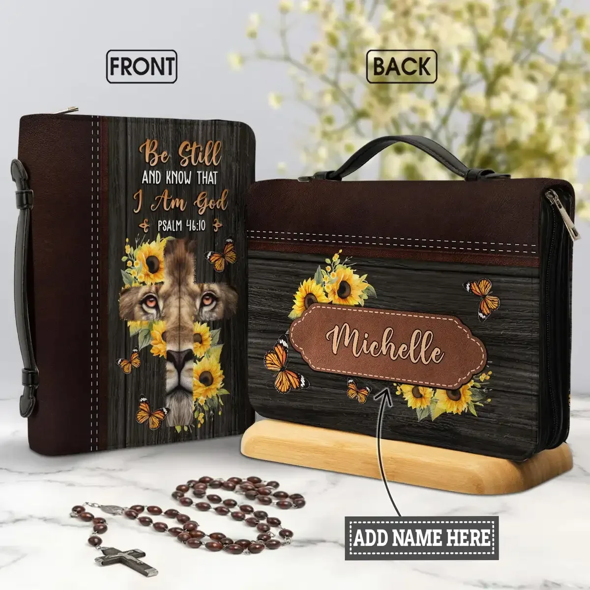 

2024 Ladies Personalitized Bible Bag Lion Cross Sunflower Bible Proverbs Print Bible Cover Case for Women Holy Storage Boxes