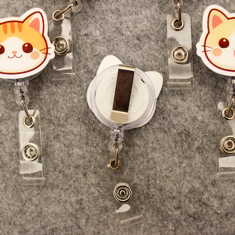 Cute Colorful Cat Style Retractable Card Holder Badge Reel Nurse Exhibition Enfermera Girl And Boy Name Card