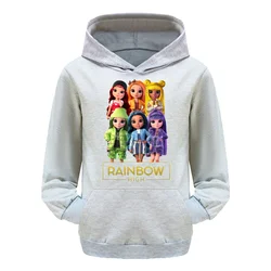 Rainbow High Cartoon Hoodies Kids Coat Boys Sweatshirts Pullover Outerwear Hoodie Girls Jacket Streetwear Hoody Boys Clothes