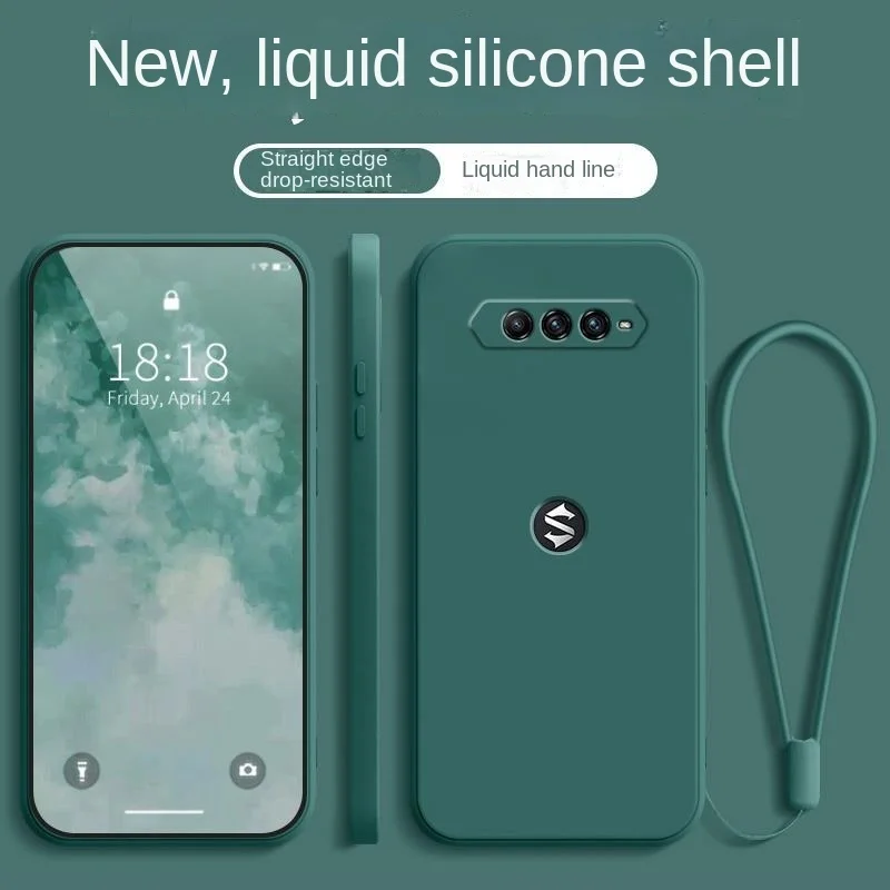 Straight Edge Liquid Silicone Case For Xiaomi Black Shark 4 BlackShark 4 4s 5 Pro  Soft Phone Cover Coque Fundas